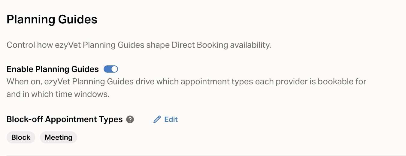Enable the Planning Guides integration and configure block offs